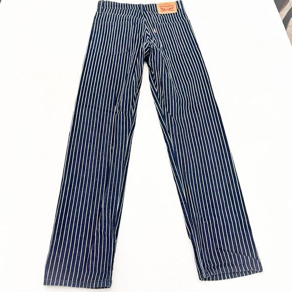 Levi's Wedgie Straight Pin Stripe Button Fly Dark Wash Denim Jeans Size 24 x 28 - Picture 3 of 11